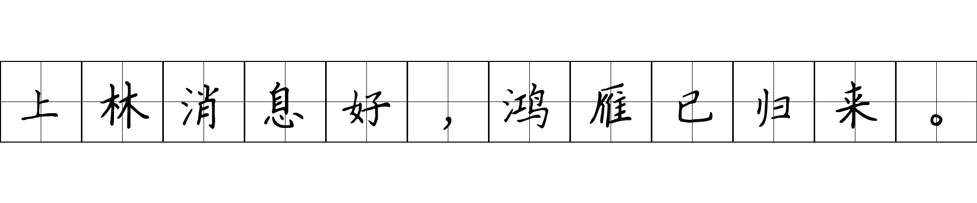 上林消息好，鸿雁已归来。