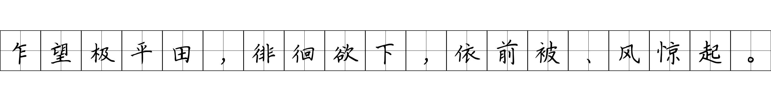 乍望极平田，徘徊欲下，依前被、风惊起。