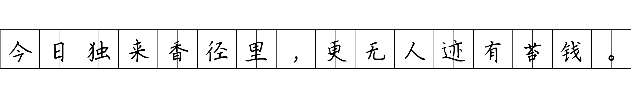 今日独来香径里，更无人迹有苔钱。