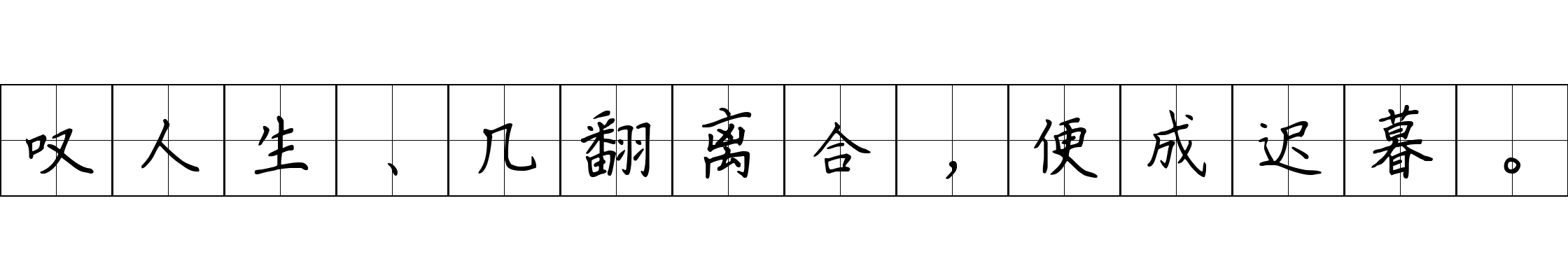 叹人生、几翻离合，便成迟暮。