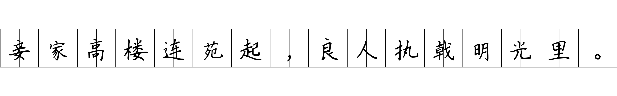 妾家高楼连苑起，良人执戟明光里。