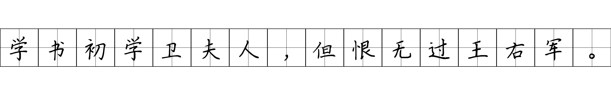 学书初学卫夫人，但恨无过王右军。