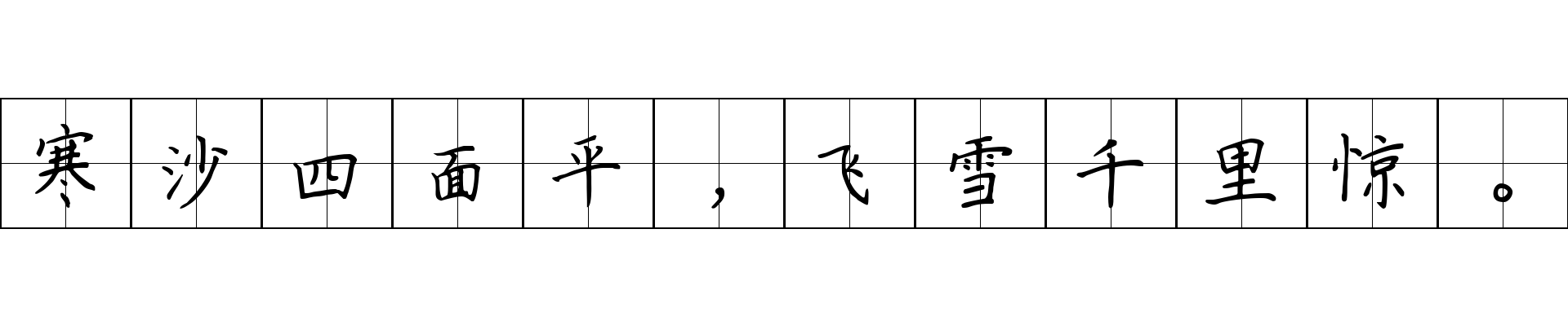 寒沙四面平，飞雪千里惊。