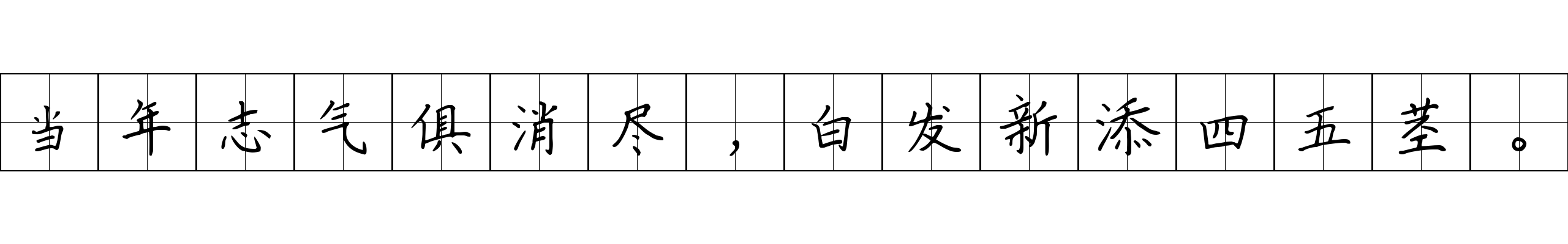 当年志气俱消尽，白发新添四五茎。