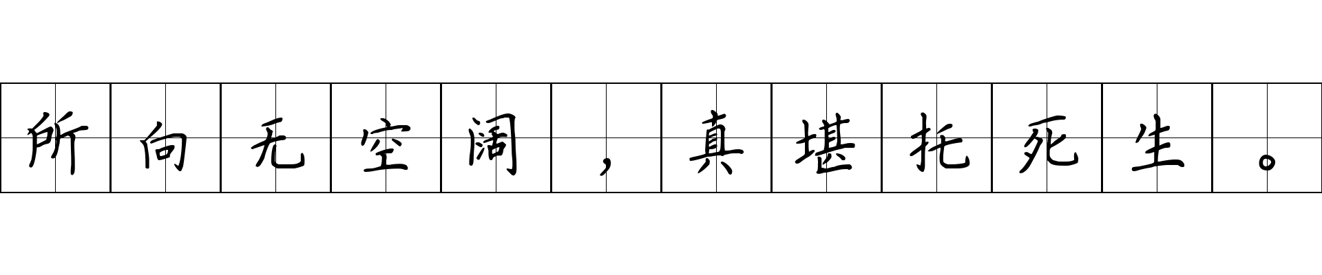 所向无空阔，真堪托死生。