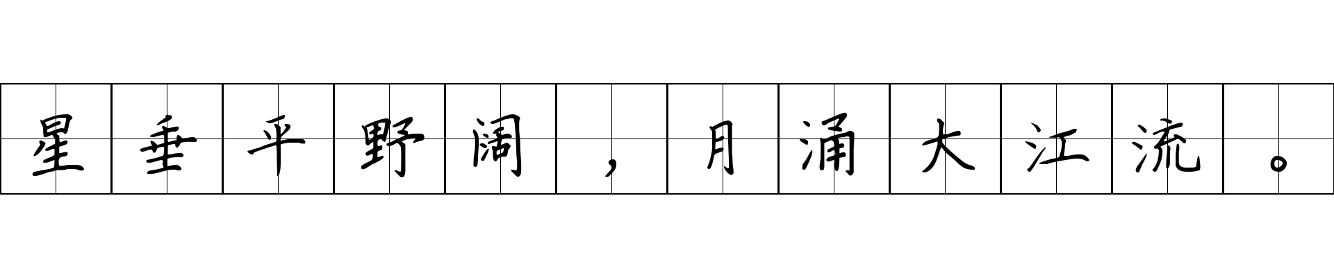 星垂平野阔，月涌大江流。