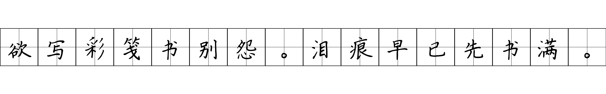 欲写彩笺书别怨。泪痕早已先书满。