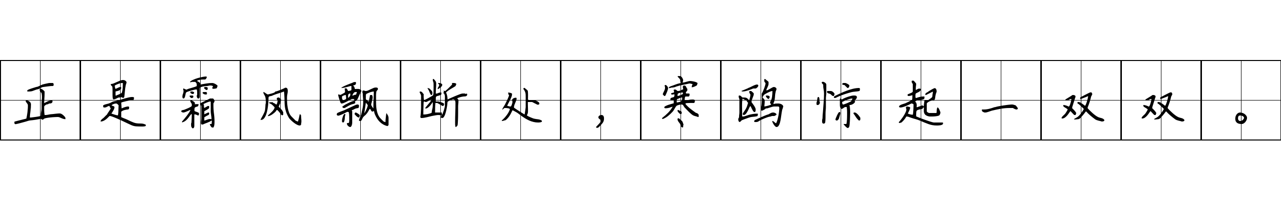 正是霜风飘断处，寒鸥惊起一双双。