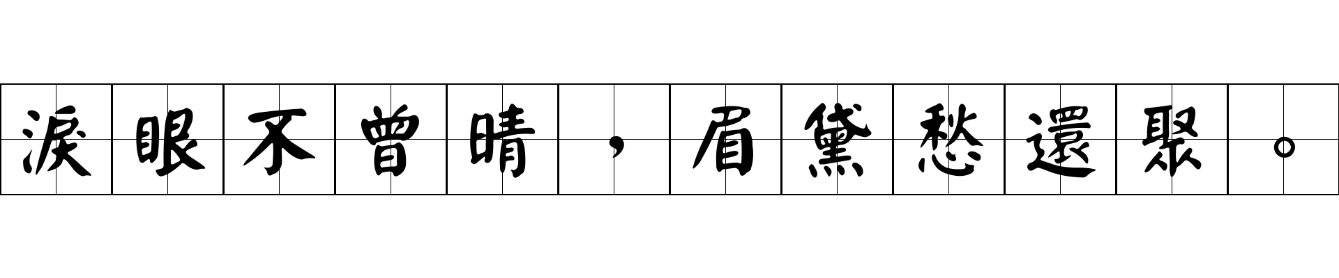 淚眼不曾晴，眉黛愁還聚。