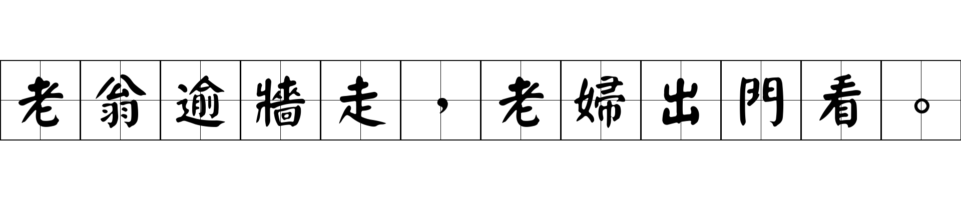 老翁逾牆走，老婦出門看。