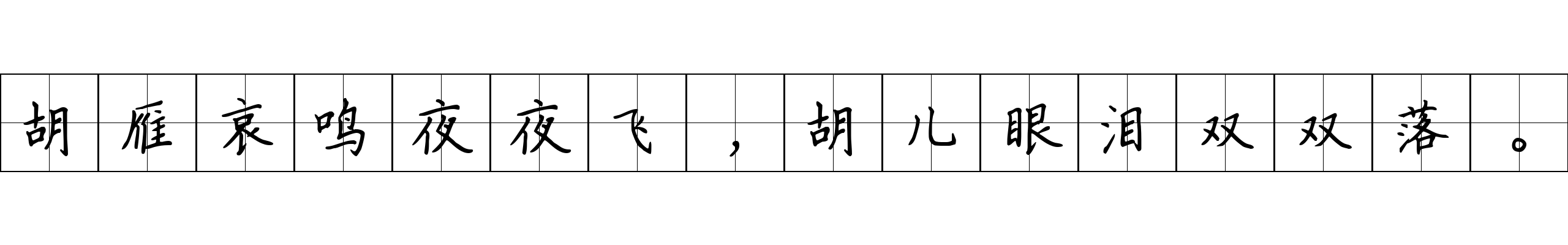 胡雁哀鸣夜夜飞，胡儿眼泪双双落。