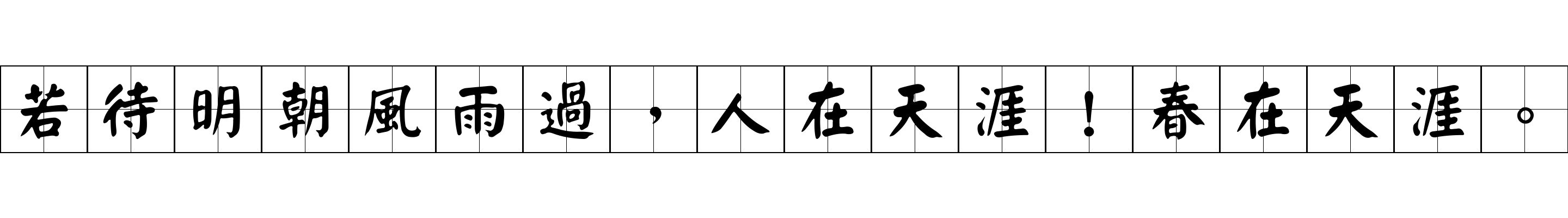 若待明朝風雨過，人在天涯！春在天涯。