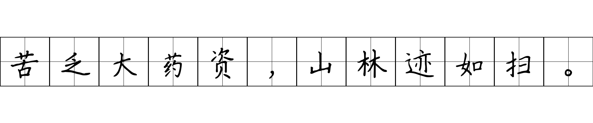 苦乏大药资，山林迹如扫。