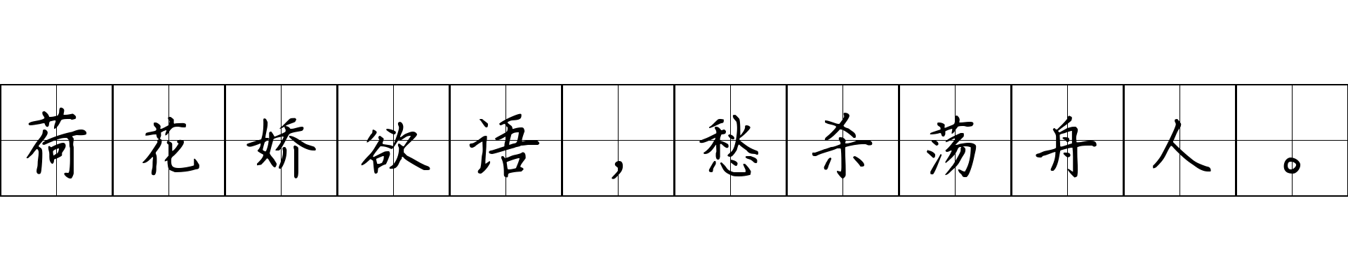 荷花娇欲语，愁杀荡舟人。