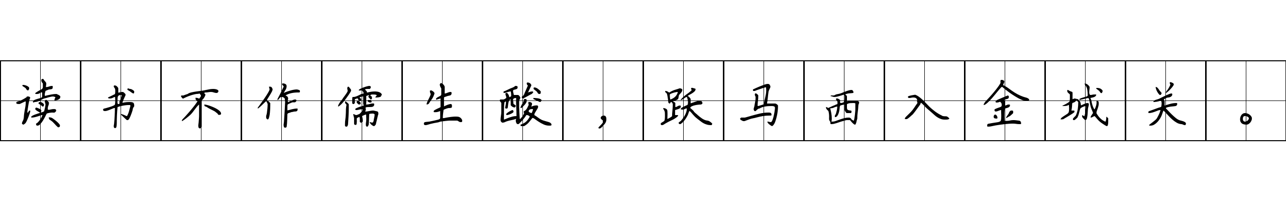 读书不作儒生酸，跃马西入金城关。