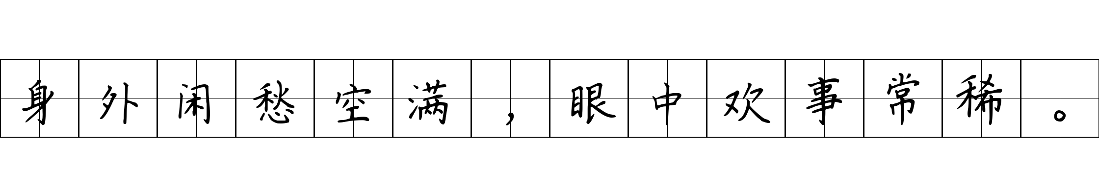 身外闲愁空满，眼中欢事常稀。