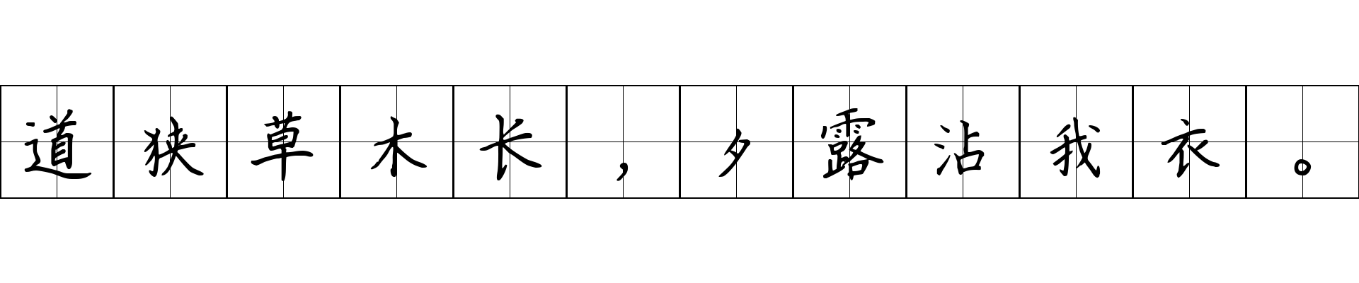 道狭草木长，夕露沾我衣。