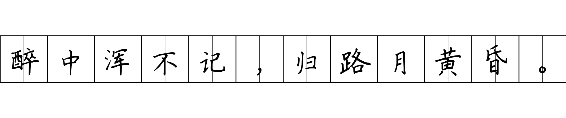 醉中浑不记，归路月黄昏。