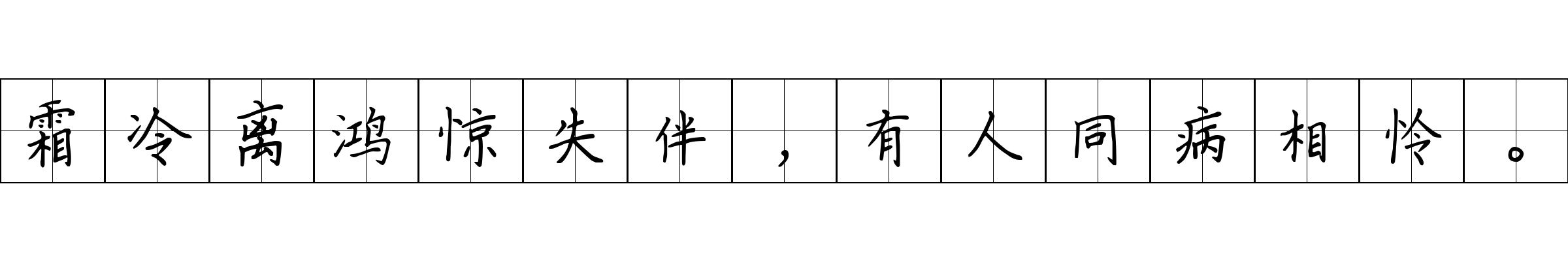 霜冷离鸿惊失伴，有人同病相怜。