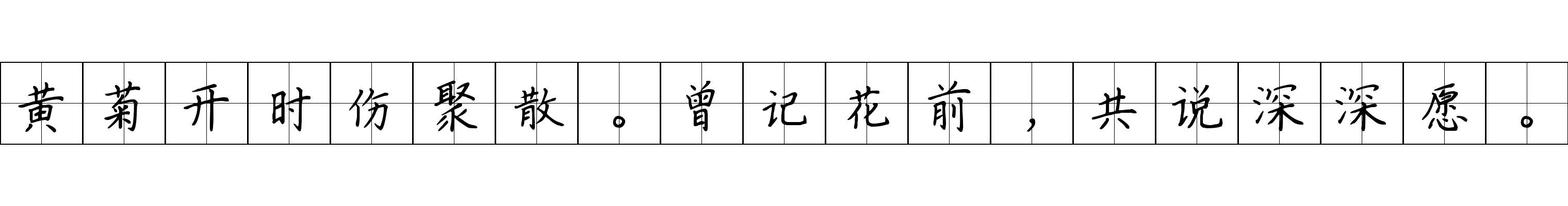 黄菊开时伤聚散。曾记花前，共说深深愿。