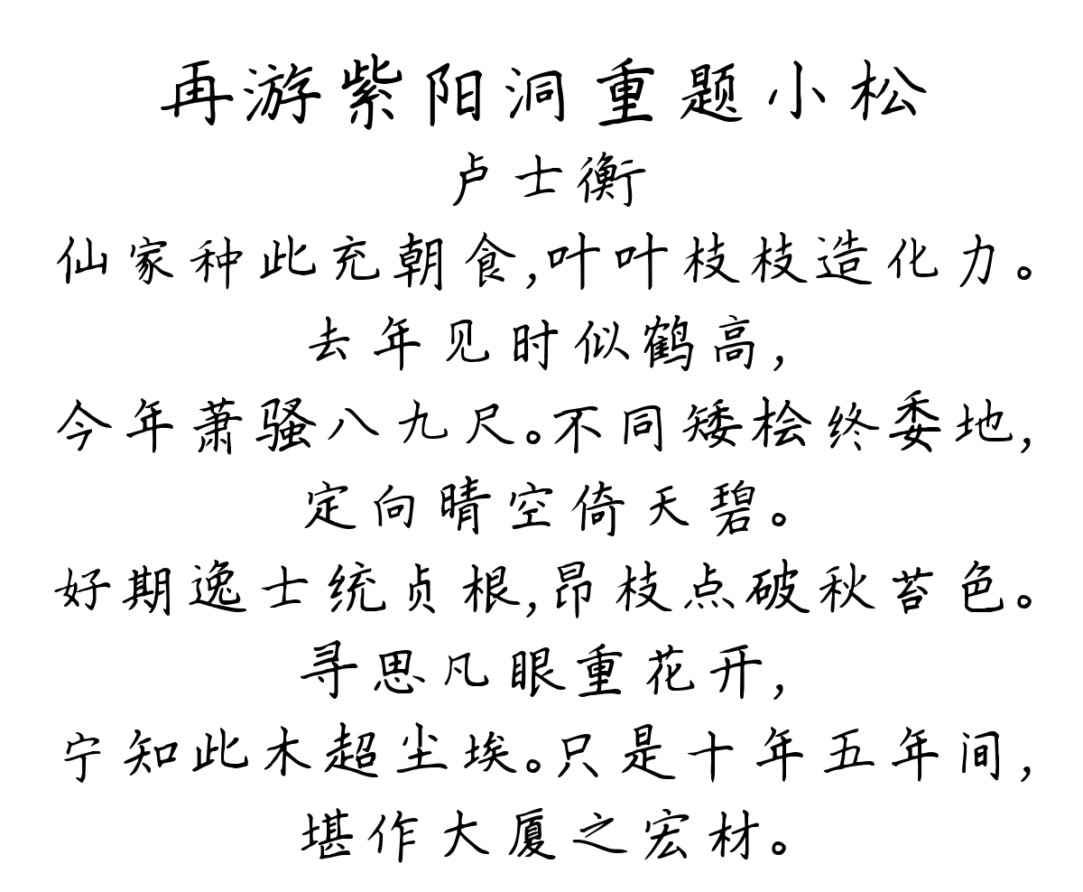 再游紫阳洞重题小松-卢士衡