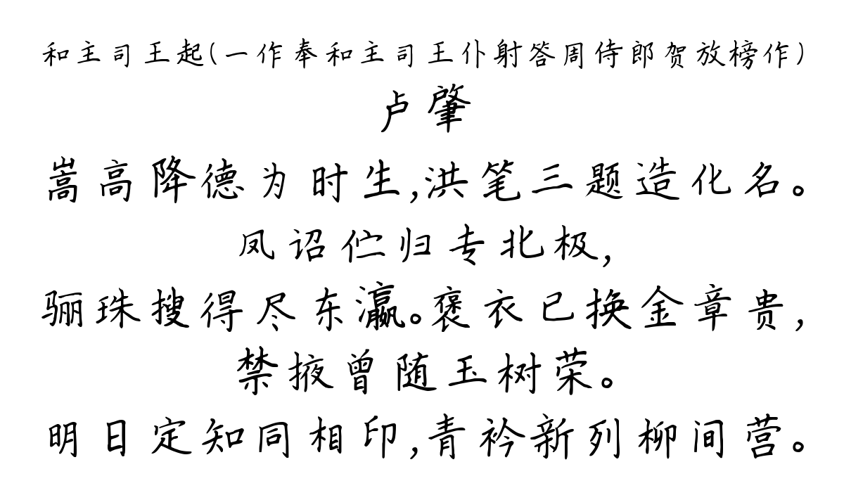 和主司王起（一作奉和主司王仆射答周侍郎贺放榜作）-卢肇