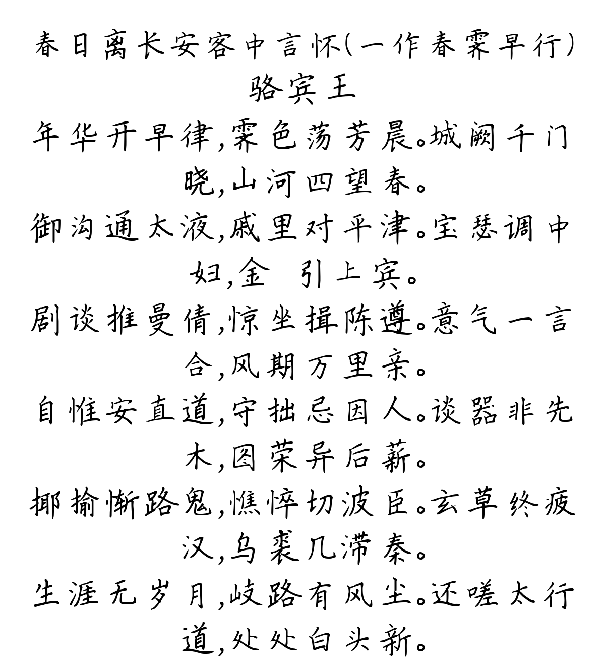 春日离长安客中言怀（一作春霁早行）-骆宾王