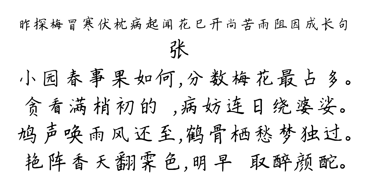 昨探梅冒寒伏枕病起闻花巳开尚苦雨阻因成长句-张镃