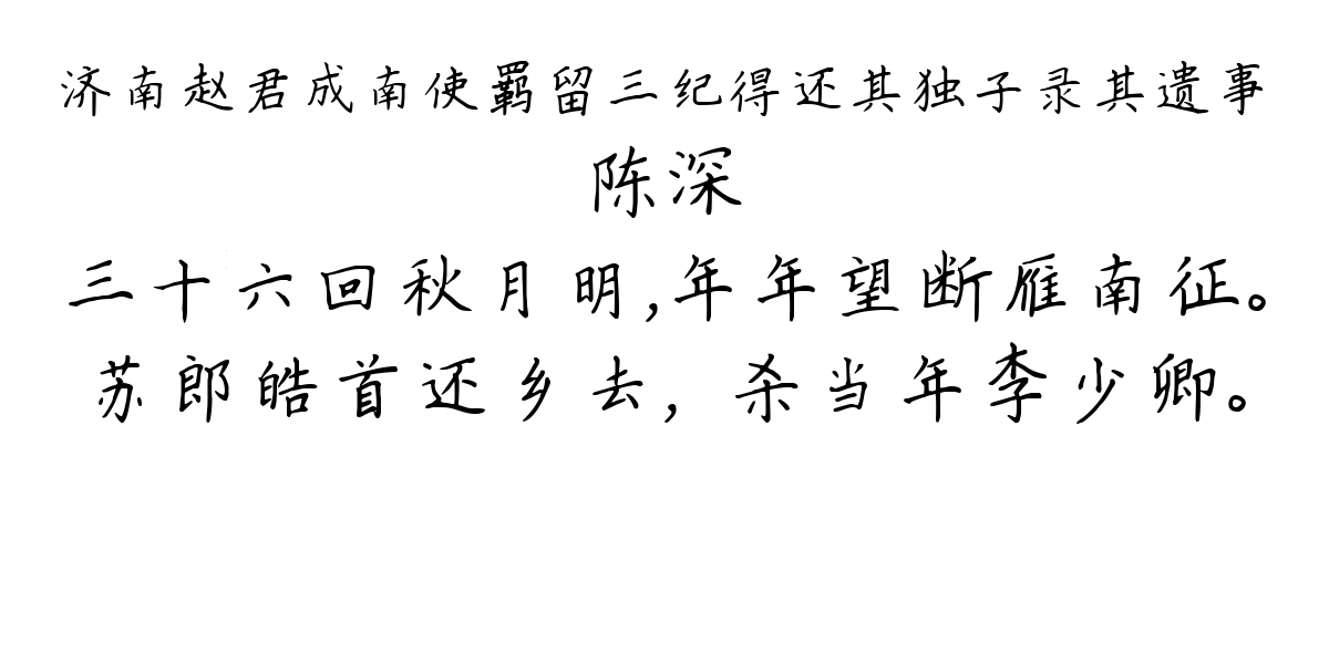 济南赵君成南使羁留三纪得还其独子录其遗事-陈深