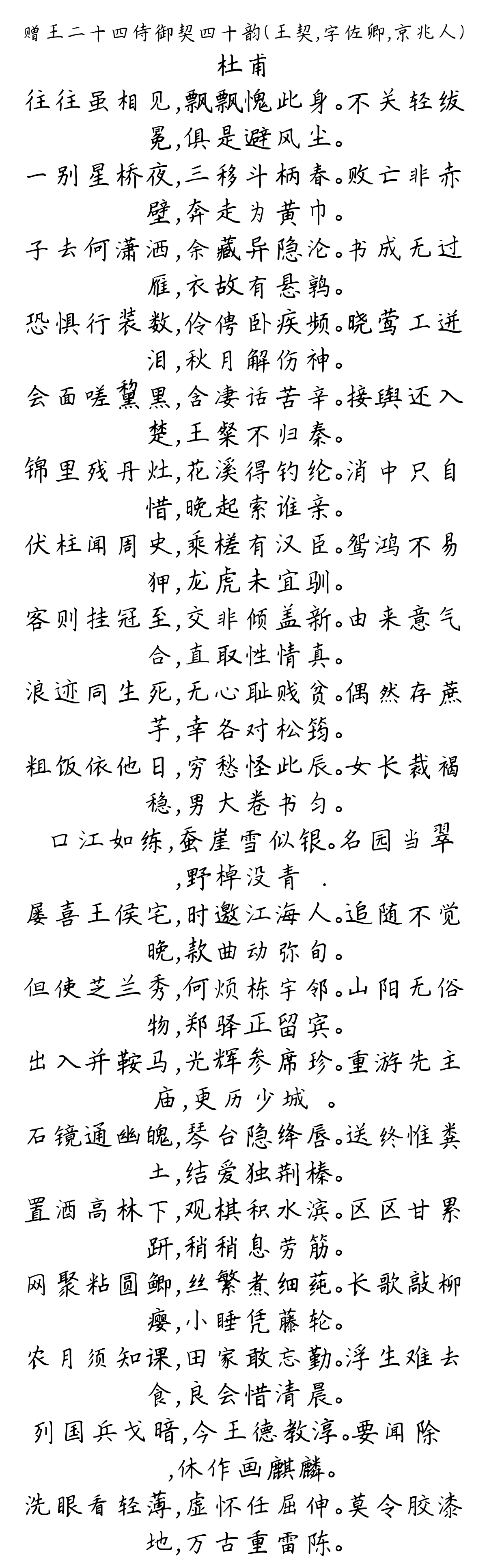 赠王二十四侍御契四十韵（王契，字佐卿，京兆人）-杜甫