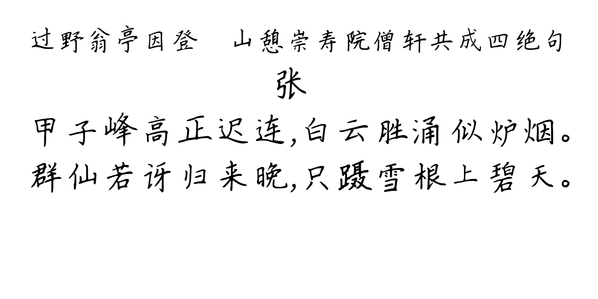 过野翁亭因登岝崿山憩崇寿院僧轩共成四绝句-张镃